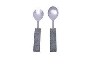 Eco Friendly Stainless Steel <b>Salad</b> Servers Set with Cement Handles Modern Design for Home Kitchen <b>Salad</b> <b>Tools</b> - Product Image 4