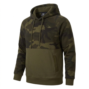 Embroidered Men's Hoodie 100% Cotton <b>Fleece</b> <b>Lined</b> Pullover Autumn Warm Casual <b>Jacket</b> OEM ODM Wholesale Large Size Camouflage - Product Image 4