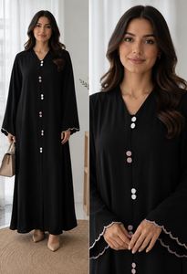 Kaftan Abaya Turc Fait Main Élégant et Respirant Anti-Plis, Manches Longues en Lin, Coupe Classique, Idéal pour la Prière de l'Aïd - Meilleure Vente - Product Image 3