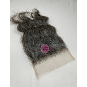 Arrow Exim Cheveux Indiens Gris Naturels pour Closure en Dentelle 5x5, Ondulation Naturelle, Remy, Densité 100%, Raie Centrale, Nœuds Invisibles - Product Image 1