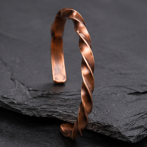 Luxury Twisted Swirl Embossed Pure Copper Bangle Wristlet Magnetic Pure Copper Bracelet Exquisite Metal Jewelry - Product Image 5
