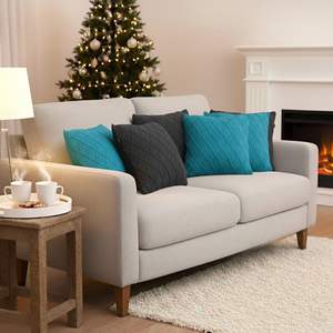 SOGA 45cm Turquoise Diamond and Charcoal Grey Cable Knit <b>Pillow</b> Covers Set 6PC Decorative & <b>Throw</b> <b>Pillows</b> - Product Image 6