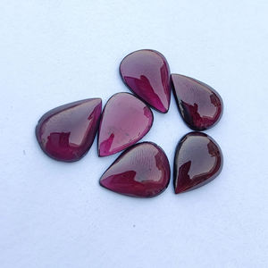 Gema de Granate Calibrada de Calidad AAA+ en Forma de Pera con Reverso Plano |   Piedra suelta cabujón roja natural - Product Image 6
