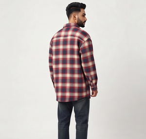 <b>Men</b> <b>Flannel</b> Long <b>Shirts</b> Loose Fit Oversize Night Wear Top Casual 100% Cotton Polyester Baggy Drop Shoulder Long <b>Shirts</b> <b>Men's</b> - Product Image 3