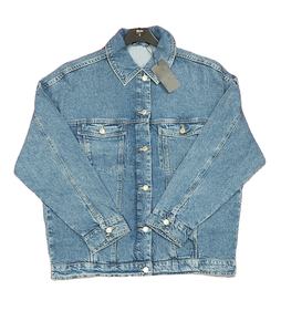 Veste en jean réversible matelassée en coton tissé sur mesure, de haute qualité, tendance, écologique, à manches longues, à bouton unique, pour femme, hiver - Product Image 1