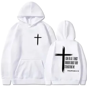 Sudadera con Capucha Unisex Negra de Forro Polar, Suave, con Estampado Cruzado Gráfico en la Parte Delantera y Trasera, Estilo Urbano - Product Image 3