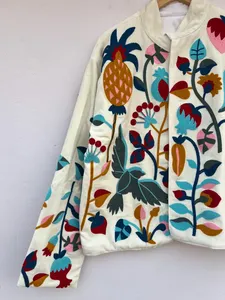 Luxury Cotton Suzani Embroidered <b>Reversible</b> <b>Jacket</b> | Boho Ethnic Summer Designer Coat | Wholesale - Product Image 3