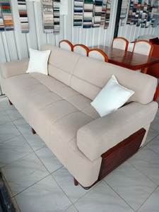Sofá Moderno de Lujo en Madera de Teca, Sofá Minimalista Tapizado para Sala de Estar, Muebles para Hotel o Villa - Product Image 5