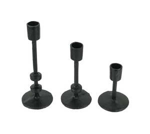 Antique Style Forged Iron Candlestick Holders For Dining Room <b>Decorative</b> Spindle Design Black Metal Table Candle Stand - Product Image 5