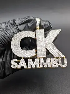 Pendentif personnalisé pour homme en moissanite véritable de 3 carats, coupe ronde, plaqué or jaune 14 carats - Product Image 6