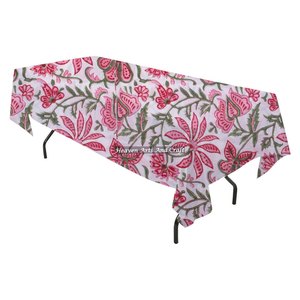 Nappe rectangulaire en coton de 220 cm, motif imprimé à la main, tissu doux et durable pour table à manger, cuisine, jardin, prix de gros - Product Image 1