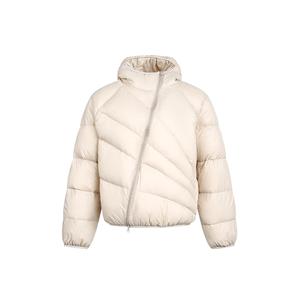 Veste matelassée à capuche unisexe, manteau d'hiver en duvet, design asymétrique avec fermeture éclair, couleur unie, veste courte décontractée coupe-vent - Product Image 3