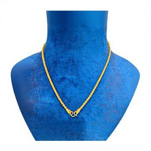 Collar de cadena de eslabones elegantes de oro amarillo macizo de 22 quilates para hombres y mujeres, cierre de gancho en S cilíndrico, joyería fina tradicional india. - Product Image 1