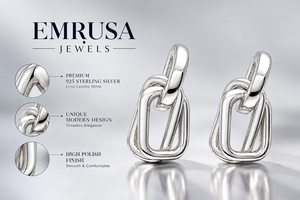 Pendientes de Plata de Ley 925 con Diseño de Nudo – Joyería Escultural de Impacto con Forma de Timbre de Puerta - Product Image 6