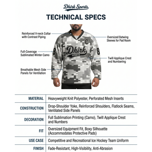 Maillot de hockey sur glace camouflage neige personnalisé avec maille respirante, col en V surdimensionné, sublimation du nom du joueur - Tenue d'équipe, fabrication OEM - Product Image 5