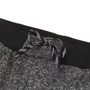 Pantalon de jogging gris chiné pour homme, taille élastique avec cordon de serrage, poches latérales, en coton tricoté mi-lourd avec élasthanne - Product Image 3