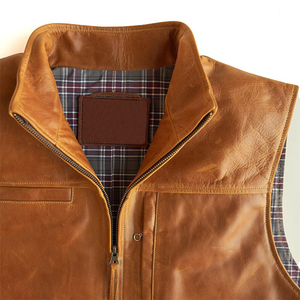 2026 <b>Men's</b> Vintage Brown <b>Leather</b> Vest Motorcycle Biker <b>Waistcoat</b> Sleeveless Utility Jacket Casual Custom Genuine <b>Leather</b> Apparel - Product Image 5