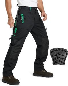 Pantalones de trabajo para hombre con bolsillos para herramientas, pantalones cargo de poliéster resistentes a la abrasión para trabajos de construcción - Product Image 4