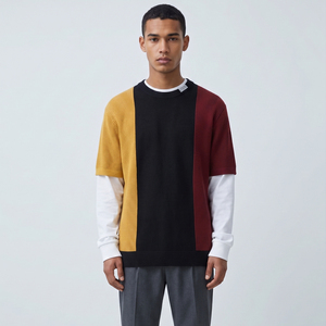 T-shirt en tricot surdimensionné pour homme, col rond, style décontracté, manches doubles, 100% coton, t-shirts à manches doubles pour homme - Product Image 4