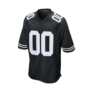 Maillot de football unisexe personnalisé, col en V, manches courtes, noir et blanc, numéros, maille respirante, évacuation de l'humidité, 100% polyester, coupe classique - Product Image 1