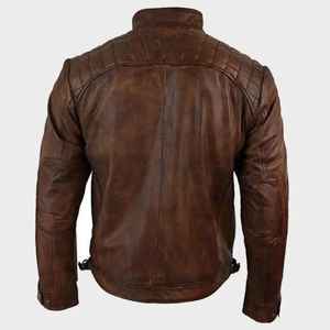 Chaqueta de Cuero para Motociclista, Diseño Personalizado, Chaqueta de Cuero para Hombre, Color Marrón Brillante, Estilo Clásico - Product Image 4