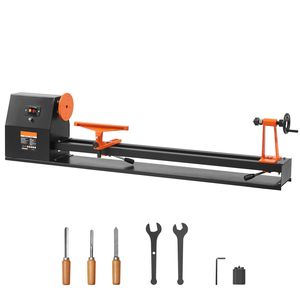 Tornio da banco per legno con motore da 0,5 HP 370W, velocità variabile 885/1245/1715/2425 RPM, dimensioni 14x40 pollici, motore incluso - Product Image 1