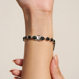 Black Start Gemstone Sleek 925 Sterling Silver Bezel <b>Set</b> Fine Tennis Bracelet For Women's Daily Wear Jewelry Accessories - Product Image 4