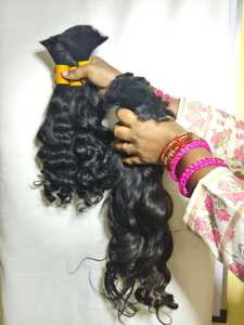 Natural Deep Wave Raw Bulk Indian <b>Hair</b> <b>Braiding</b> Virgin Remy <b>Hair</b> <b>Extensions</b> 100% Unprocessed Wholesale 100g Single Weft 12A - Product Image 4