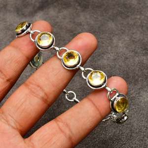 Citrine <b>Gemstone</b> <b>Bracelet</b> Handmade 925 Sterling Silver Jewelry Natural Yellow Stone Womens 7 Inch <b>Bracelet</b> Gift - Product Image 6