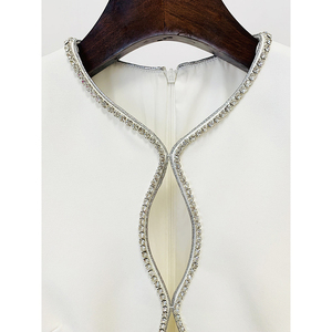 Elegante Mono de Yoga Casual de Manga Corta Blanco para Mujer, Cuello Redondo, Cintura Alta, Largo Completo, Color Sólido, Primavera, Patchwork - Product Image 5
