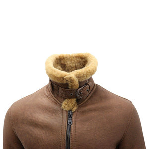 Veste en cuir de mouton pour homme, style sherpa, veste en cuir d'hiver, veste en fourrure de mouton, nouvelle veste en cuir marron chaude pour garçons - Product Image 3