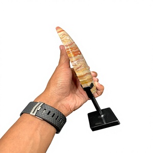 Escultura de Jaspe Crazy Lace con Patrón de Llama Marrón, Soporte de Hierro, 12.5-15 cm, Estilo Cabujón, Placa de Tamaño Personalizado - Product Image 3