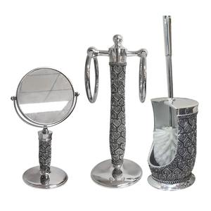 Luxury Silver Bathroom Organizer <b>Set</b> <b>Mirror</b> Towel Stand Cleaner Brush Holder Ideal For Daily Hygiene And Guest Ready Bathrooms - Product Image 1