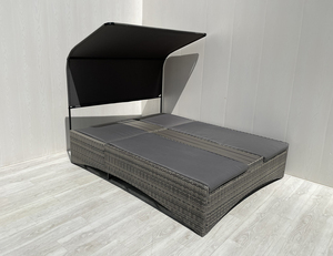 DS00076 Modern 8mm Grey <b>Flat</b> Wicker <b>Steel</b> Frame Non-Foldable Sun Lounger Polyester Cushion Powder Coated Outdoor/Courtyard Villa - Product Image 2