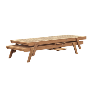 Chaise longue minimaliste en teck avec coussin, inclinable manuellement, mobilier d'extérieur au design moderne, dossier solide, prix de gros - Product Image 4
