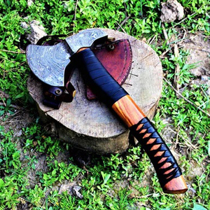 Custom Full Tang Damascus Steel Hunting Camping Bearded <b>Axe</b> Micarta Handle Tomahawk Real Hatchet with Leather Sheath, Ideal Gift - Product Image 1