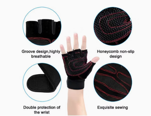 Guantes Deportivos Unisex Hardihood International para Gimnasio y Fitness, Medios Dedos, Negros con Costuras Azules, Material de Nailon, Transpirables y Ligeros - Product Image 5