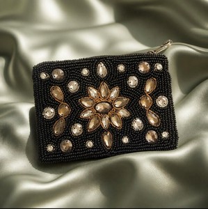 Ornamental Seed Bead Coin Holder Embroidered Fabric Pouch Artistic Handwork <b>Small</b> <b>Zip</b> <b>Purse</b> for Gift Shops and Boutique Brands - Product Image 6
