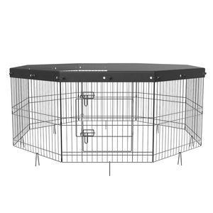 Recinto per cani pieghevole in metallo a 8 pannelli con copertura superiore, 60 cm di altezza, box per cuccioli, gabbia, recinzione per animali domestici, con picchetti da terra, box per esercizio per cani - Product Image 3