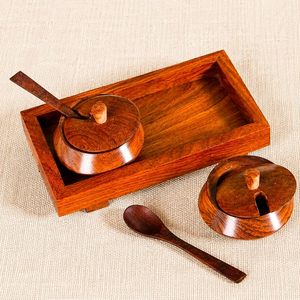Boîte à épices traditionnelle en bois, artisanale, en bois poli, conteneur de rangement compartimenté, organisateur de cuisine - Product Image 4