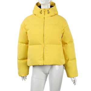 <b>Women's</b> Yellow Hooded Puffer Jacket Short Quilted Zipper <b>Winter</b> <b>Coat</b> - Product Image 6