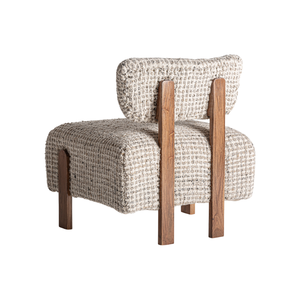Sillón Escandinavo de Teca Premium, Sillón Acolchado con Tela de Textura Suave, Asiento Profundo, Muebles Residenciales de Lujo - Product Image 2