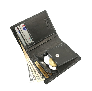 [Highly Recommended]Castello Genuine Cowhide Soft Leather RFID Open Short Unisex Bi-fold <b>Wallet</b> W/coin Pocket Black New Design - Product Image 5