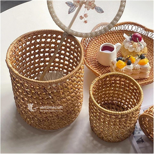 Ensemble de paniers de rangement en rotin écologiques, style moderne, rectangulaires et ronds, pour l'organisation de la maison - Product Image 3