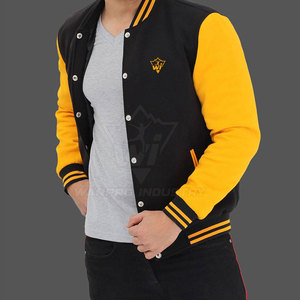 Modern Street Outfit Men Letterman Jacket Wool Body Contrast Sleeve Design <b>Covered</b> <b>Button</b> Casual Fashion Warm Winter Clothing - Product Image 6