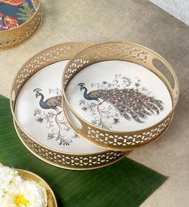 En gros, ensemble de plateaux et pots en corne Pichwai, faits main, au toucher réel, motif animalier indien, pour cadeau de remerciement - Product Image 2