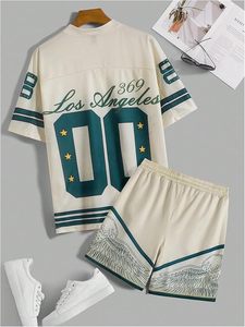 Conjuntos de pantalones cortos para hombre, conjuntos de 2 piezas, camisetas gráficas y pantalones cortos, conjuntos deportivos - Product Image 3