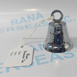 Cloche suspendue artisanale en laiton, finition argentée, cloche de temple en métal pour la décoration spirituelle de la maison, mur ou porte, cadeau - Product Image 5