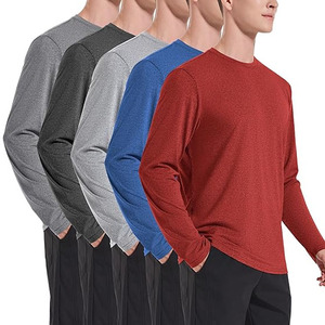 Chemises de sport pour hommes à séchage rapide, confortables, respirantes, col rond, manches courtes, 100% coton, pour la musculation et la course en plein air - Product Image 4