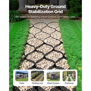 แผ่นตาข่ายกรวดหนา 2 นิ้ว ขนาด 16.4 x 6.5 ฟุต รับน้ำหนักได้ 1880 ปอนด์ต่อตารางฟุต แผ่นตาข่ายระบายน้ำสำหรับพื้นหญ้า ขนาด 5000 x 1980 มม. สำหรับทางรถวิ่ง - Product Image 2